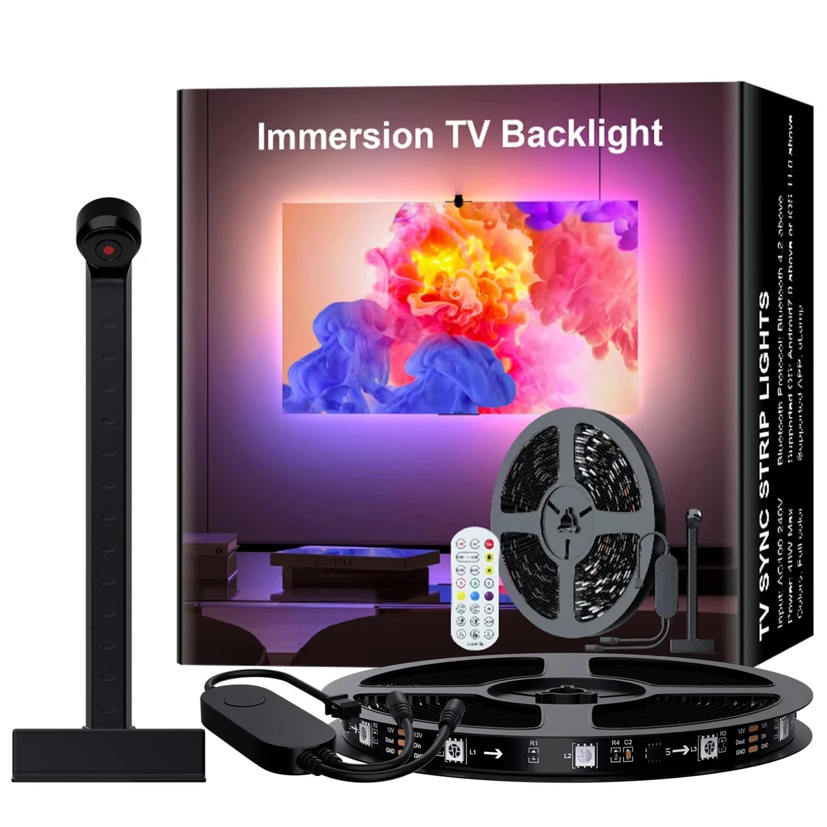TV Backlight – RGB Smart LED Strip, Screen Synchronization, USB 5V, App Control (3.8 m / 5 m)