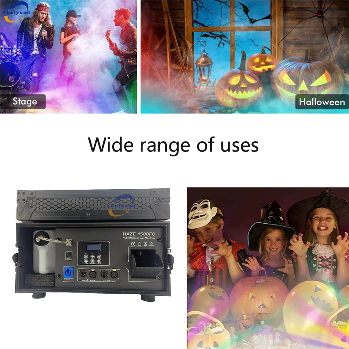 Machine à fumée 1500 W avec effets spéciaux, idéale pour DJ, discothèques, fêtes, mariages, concerts, bars, Noël, DMX et télécommande.