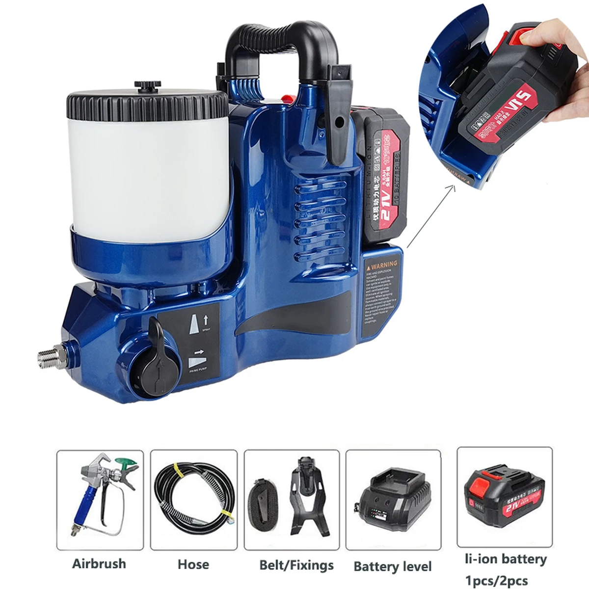 High-pressure airless sprayer, electric paint spray gun, lithium battery, rechargeable, small backpack-style wall sprayer