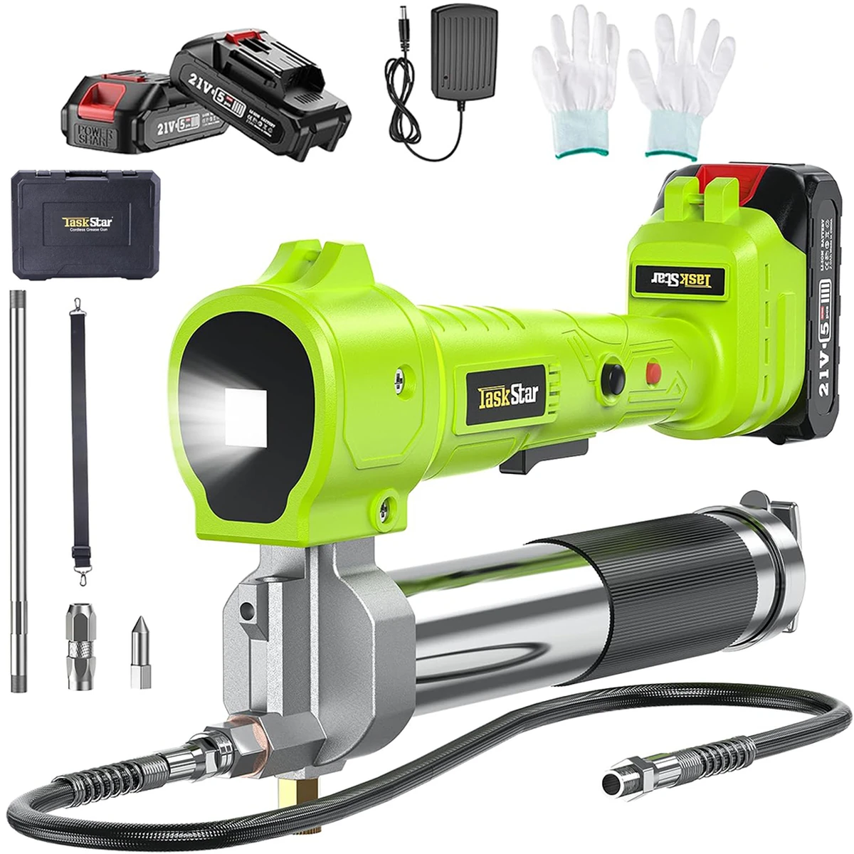 10000PSI Electric Grease Gun Kit, 1m Flexible Hose, Cordless Electric Oil Injector, Grease Gun for Makita 18V Battery Pen