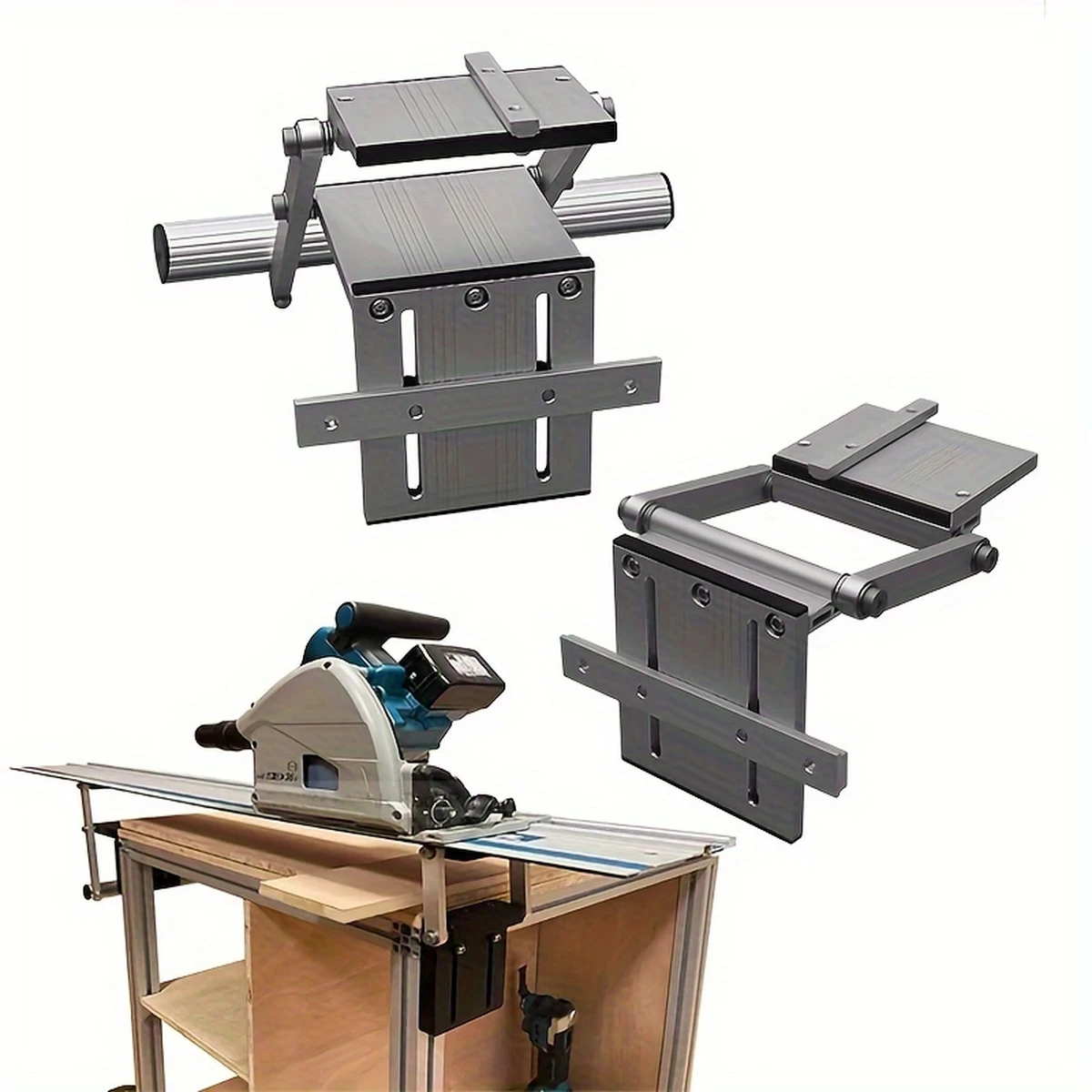 1 rail de guidage pour scie circulaire avec réglage en hauteur, pour des coupes droites précises, en alliage d'aluminium, outil de travail du bois