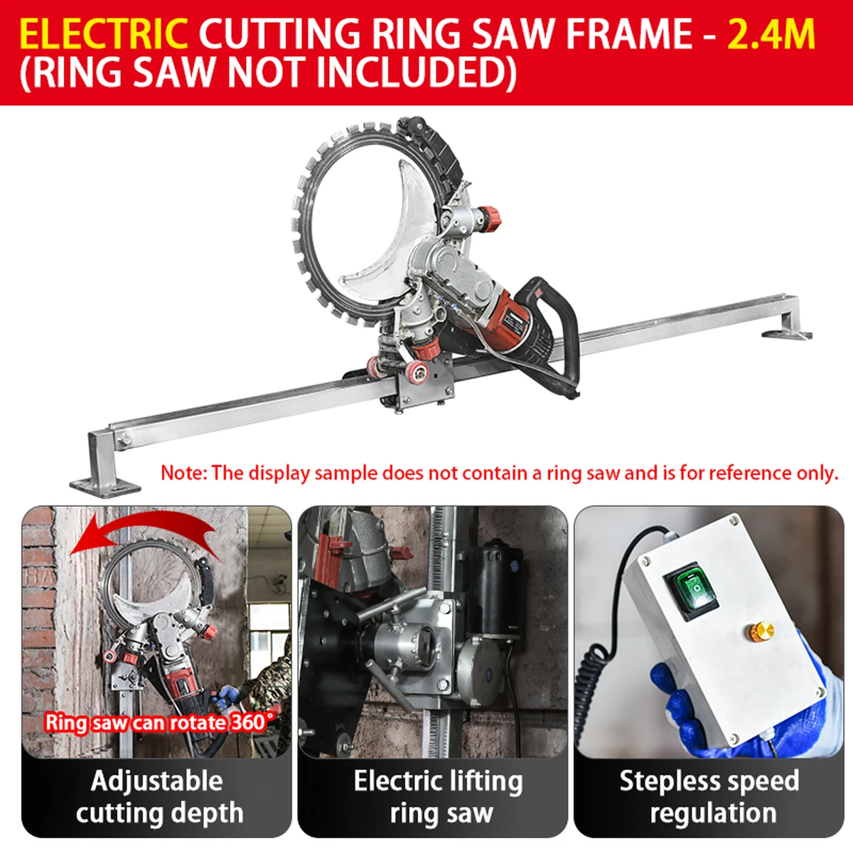 Automatic concrete ring saw guide rail cutting machine stand for precise wall and floor cuts