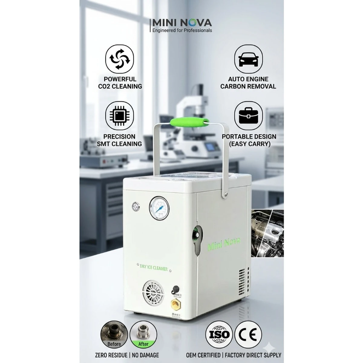Portable Mini Dry Ice Blasting Machine CO2 Cleaner for Automotive Engine Carbon Removal Professional Industrial Cleaning Equipment