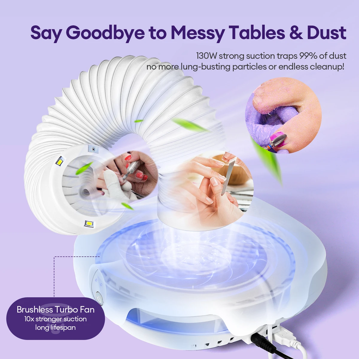 High-performance nail dust collector, dust extractor for nail art, vacuum cleaner for manicures, nail stylist accessories