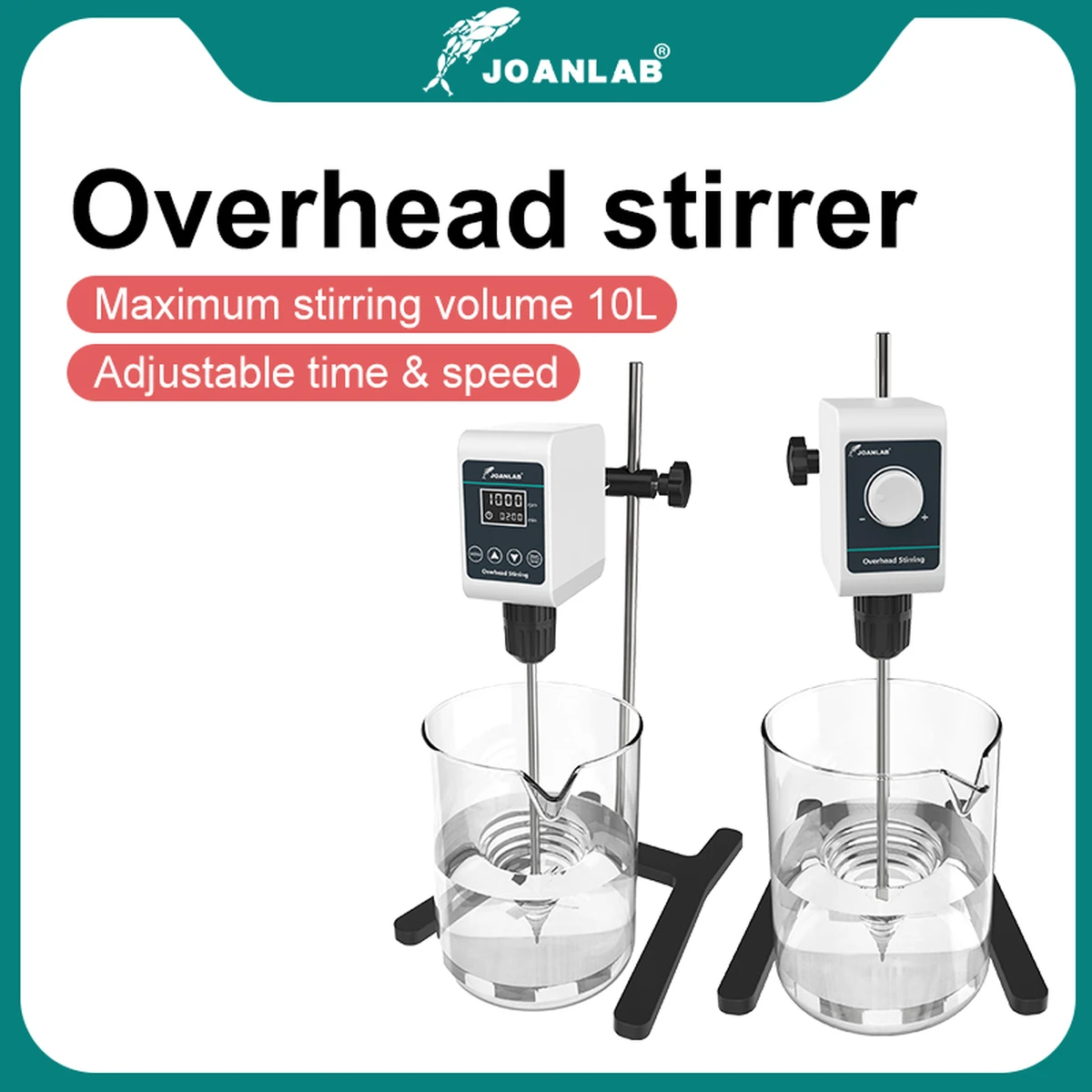 JOANLAB Laboratory Digital Display, Overhead Stirrer, Electric Mixer, Laboratory Equipment, 5/10l, 1200 rpm