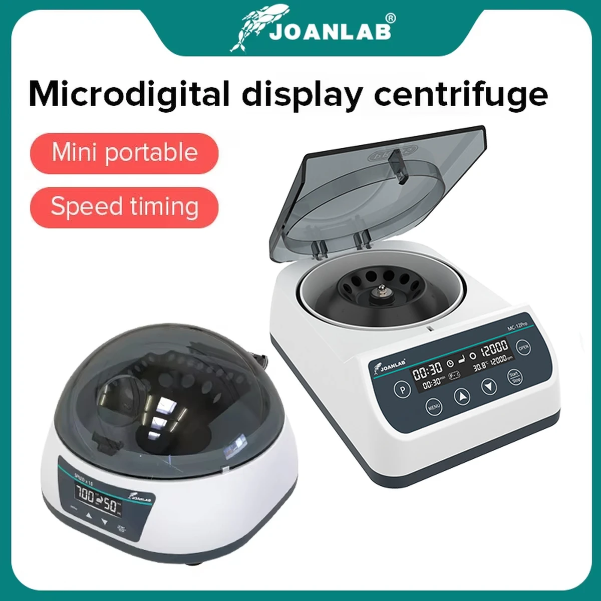 JOANLAB PCR Micro Centrifuge Machine Digital High-Speed ​​PRP Plasma Centrifuge Laboratory 12000 rpm 0.2/0.5/1.5/2 ml Centrifuge Tubes