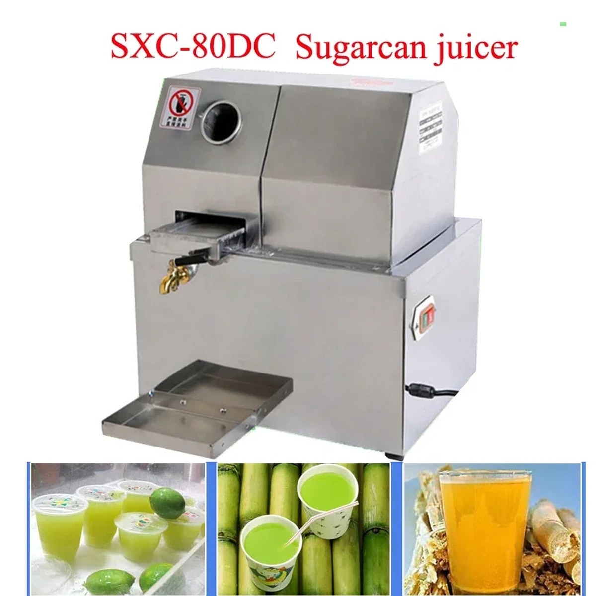 Presse-agrumes à canne à sucre commerciale multifonctionnelle en acier inoxydable 350 W