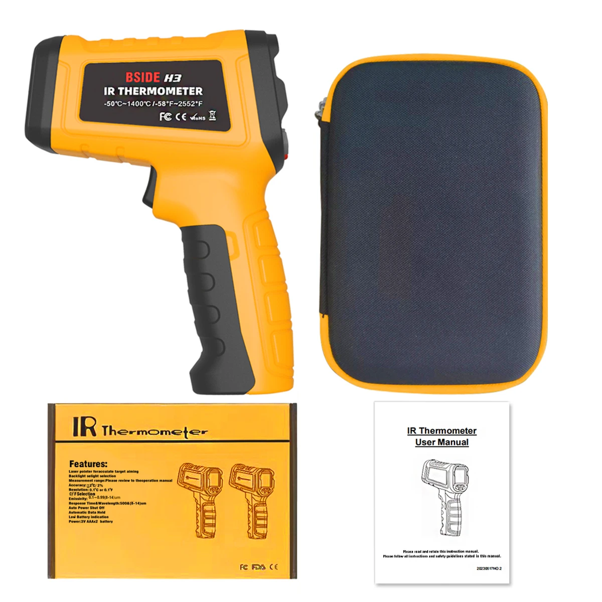 -50~1400C Infrared Thermometer Professional 50:1 Digital IR-LCD Temperature Meter Non-Contact Laser Thermometer Pyrometer