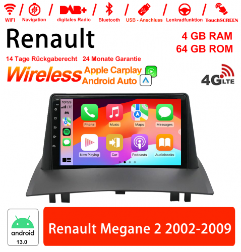 9 pouces Android 13.0 Autoradio / multimédia 4Go de RAM 64Go de ROM pour Renault Megane 2 2002-2009