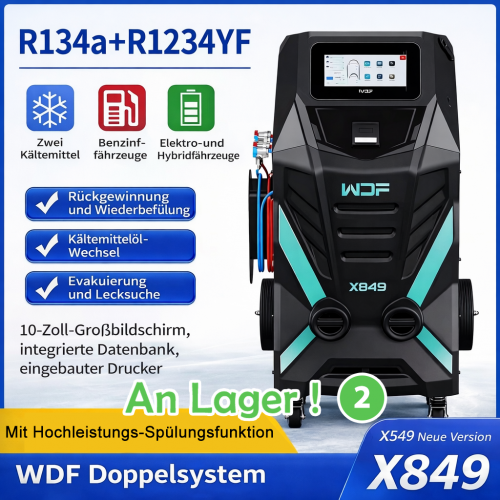 WONDERFU X849 Machine de recyclage de réfrigérants bigaz entièrement automatique pour véhicules essence/hybrides/électriques R134a/R1234yf