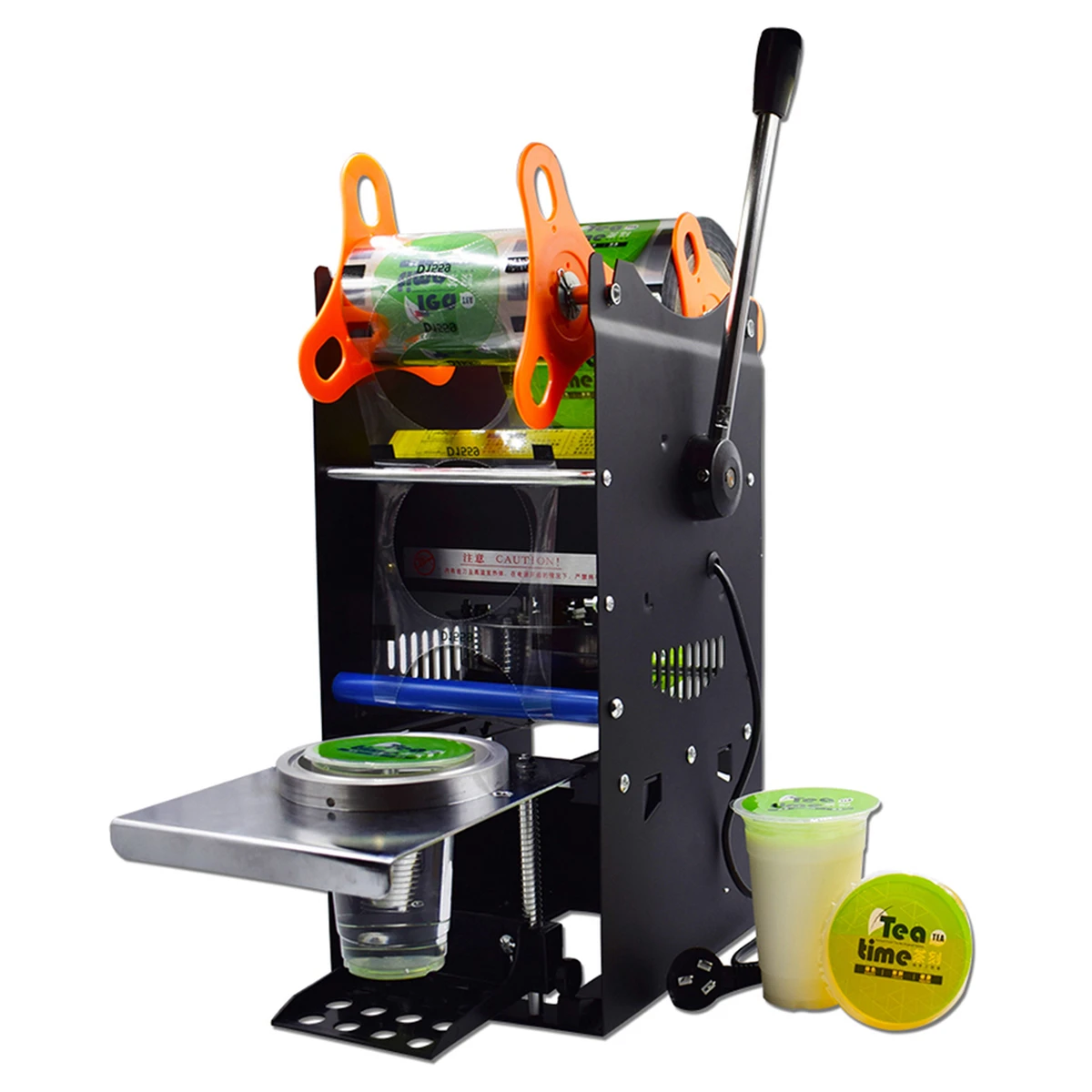 Manual cup sealing machine for plastic or paper bubble tea cup sealing