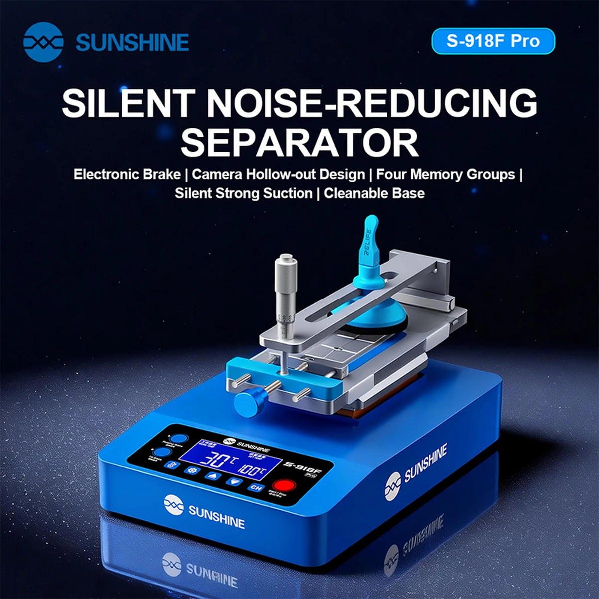 SUNSHINE S-918F Pro Elektronischer Bremsseparator Leise Leistungsstarke Luftpumpe für Flach- und Gebogene Bildschirmreparaturwerkzeuge