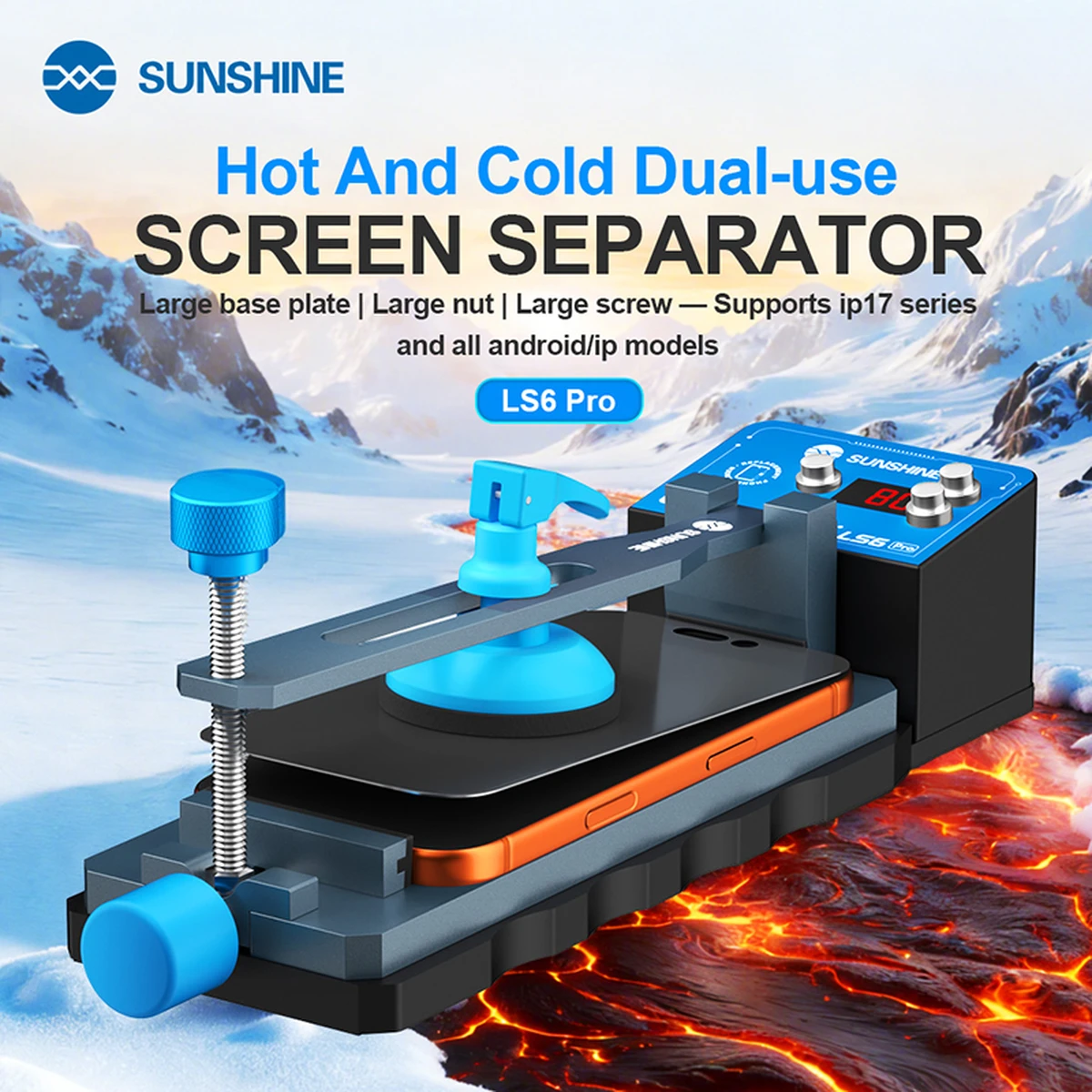 SUNSHINE LS6 Pro Heizbildschirm-Separator 0–80 ℃ Warm- und Kaltwasserfunktion, unterstützt IP17-Serie und alle Android/IP-Modelle
