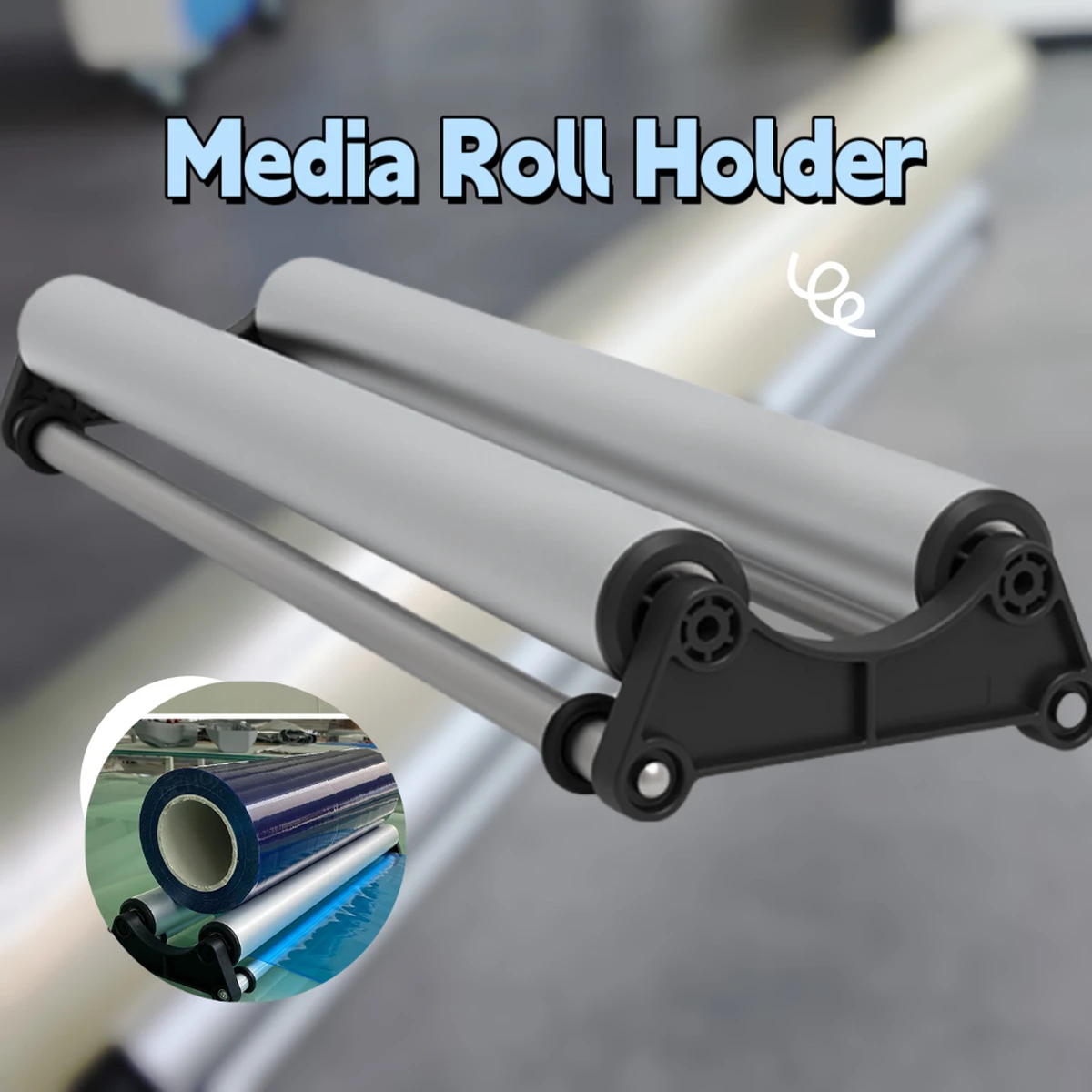 45 cm EZ holder, 1 media roll holder, mobile tray for roll printing, vinyl film stickers, promotional material shelf
