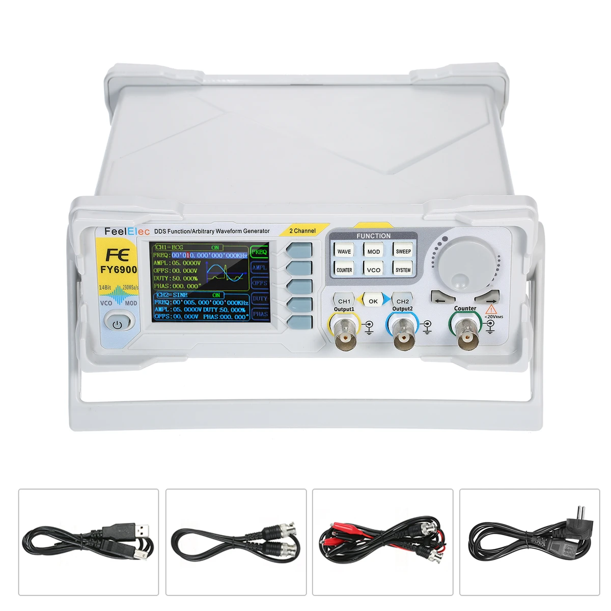 FY6900-100M digital DDS signal generator, two-channel signal/arbitrary waveform generator, pulse signal source, frequency meter