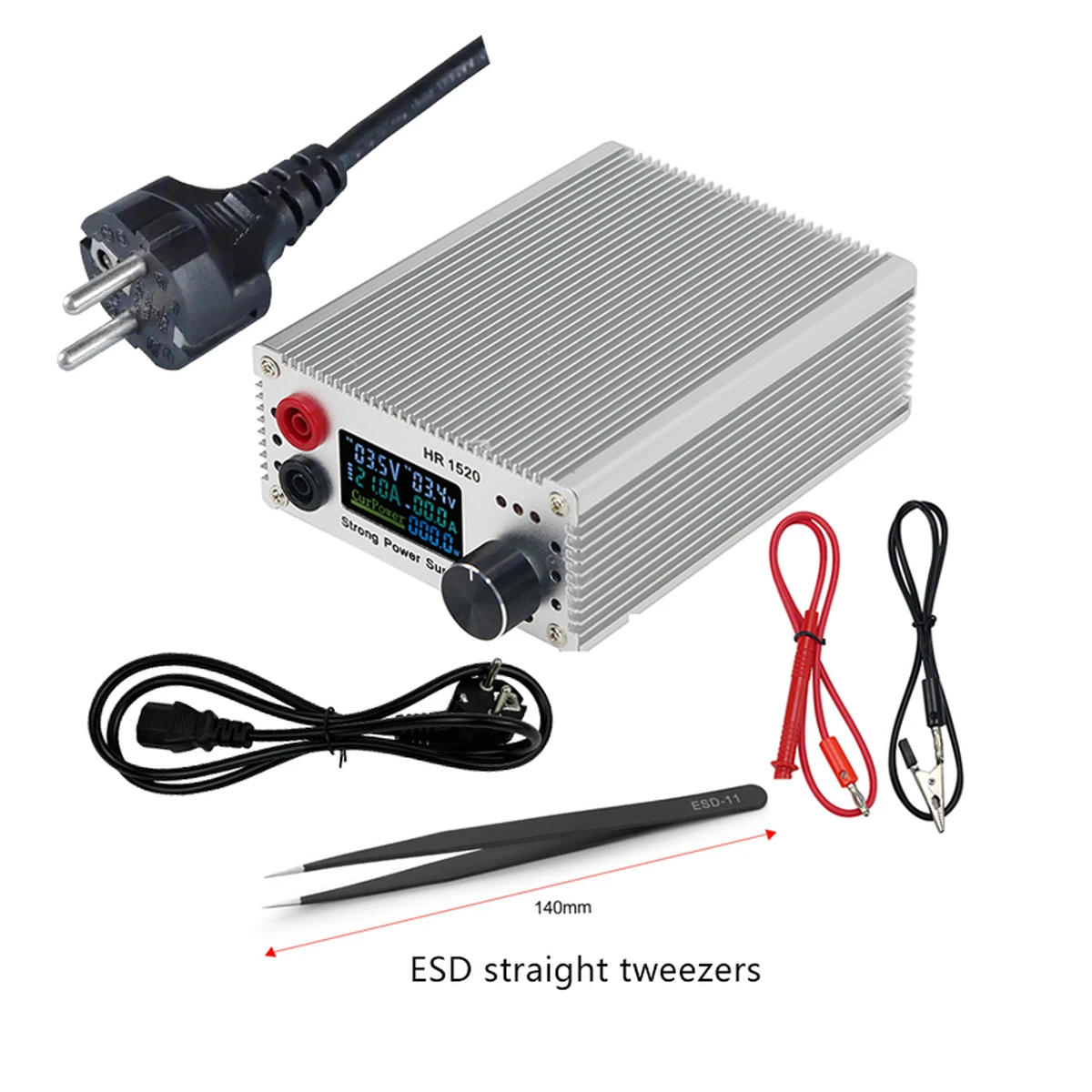 HR1520 Short-circuit detector for printed circuit boards with adjustable DC power supply and voltage/current regulation for electronics repairs