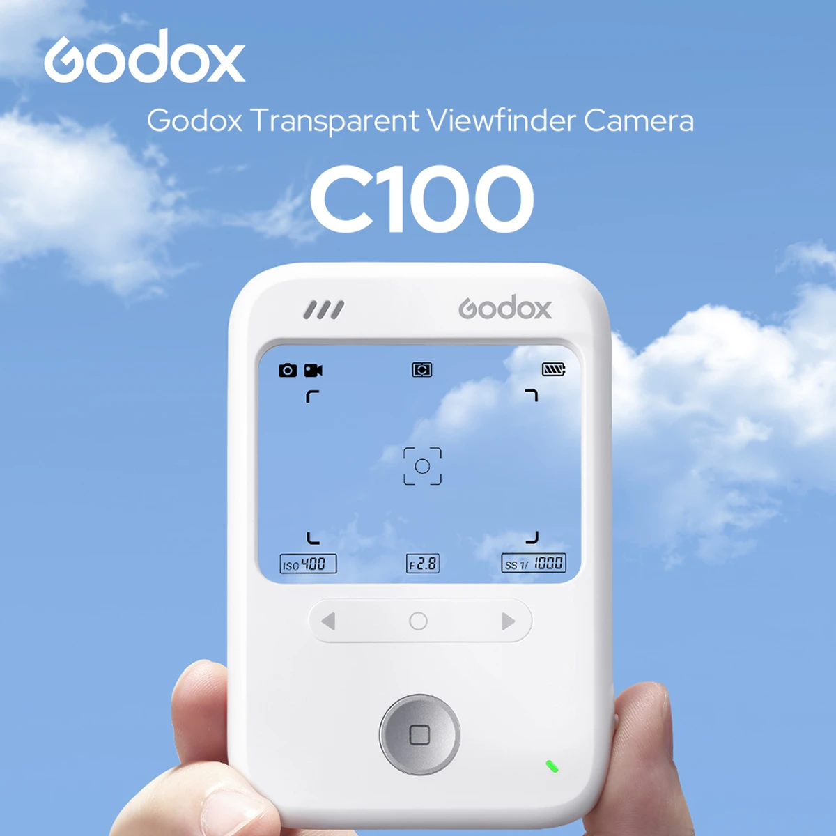 Godox C100 Mini Digital Camera with Transparent Viewfinder, Retro Camera, 1080P Photo & Video, USB-C, MicroSD up to 128 GB