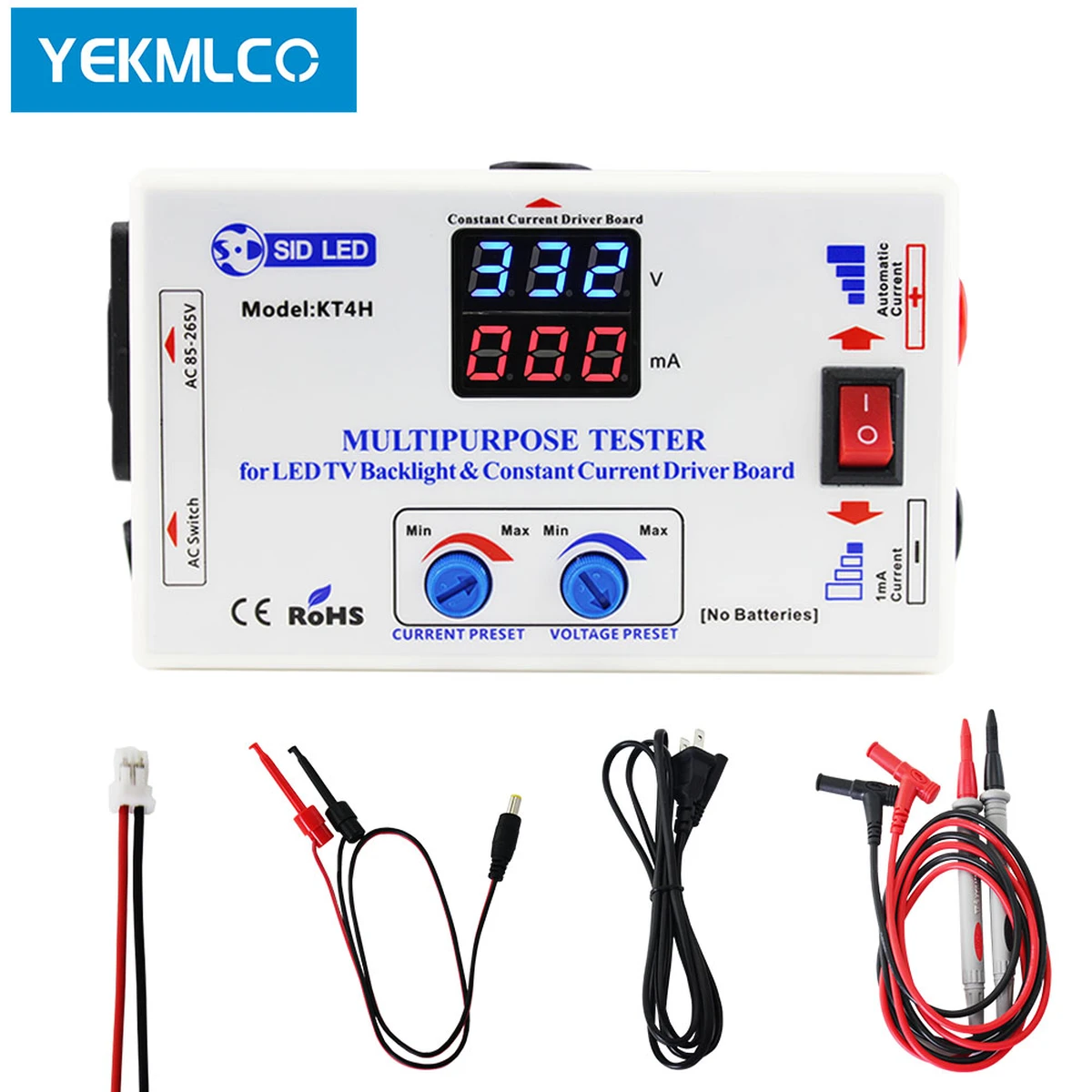 YEKMLCO KT4H 0-330V LED TV Backlight Tester – Smart-Fit, Manual Voltage Adjustment, Constant Current Driver Board for LED Repair