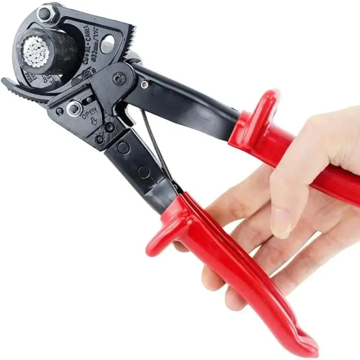 Ratchet cable cutter, robust wire cutter for aluminum-copper cables, hand tool for cutting ratchet wire