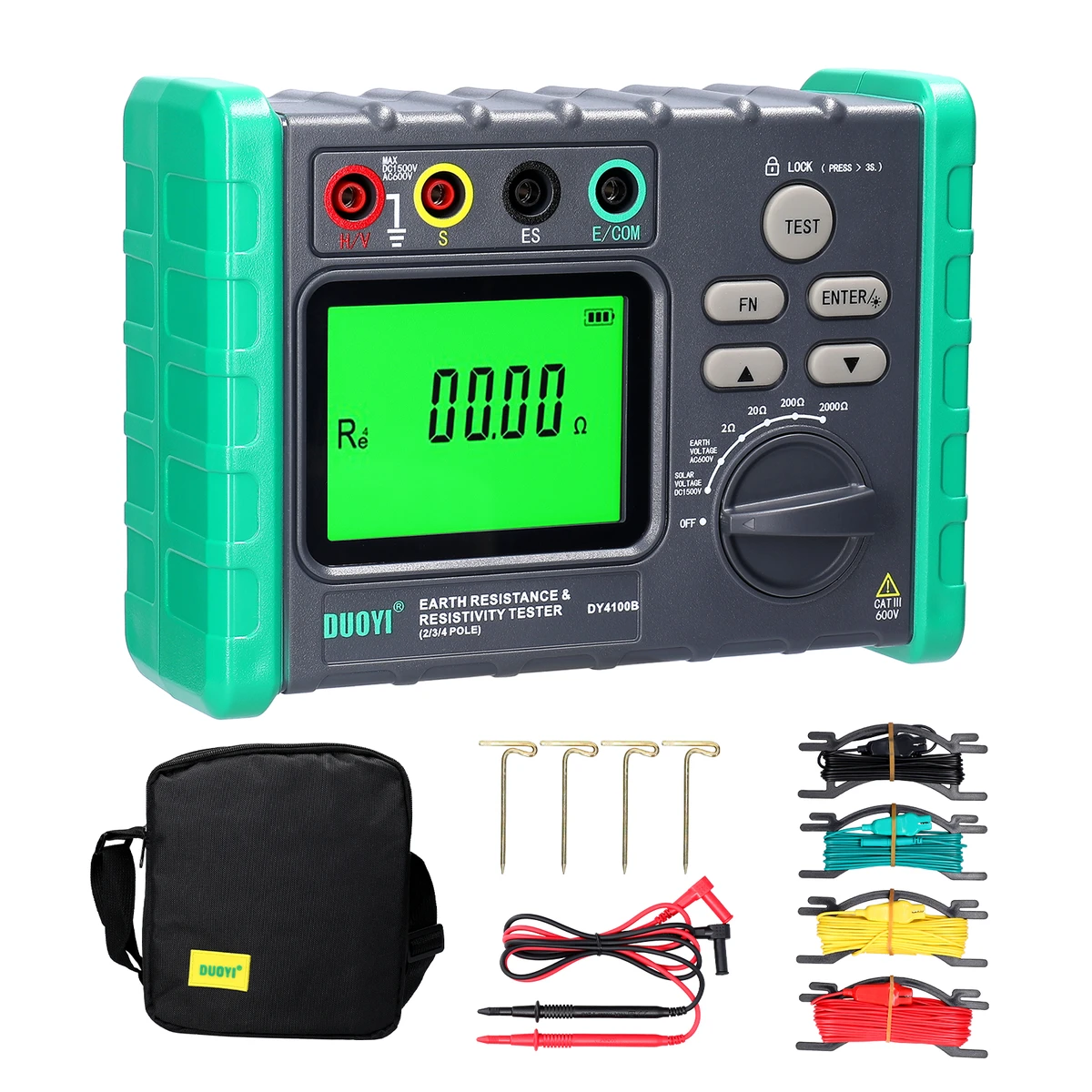 High-precision digital earth resistance tester – multi-range measuring device for earth resistance, voltage and insulation resistance