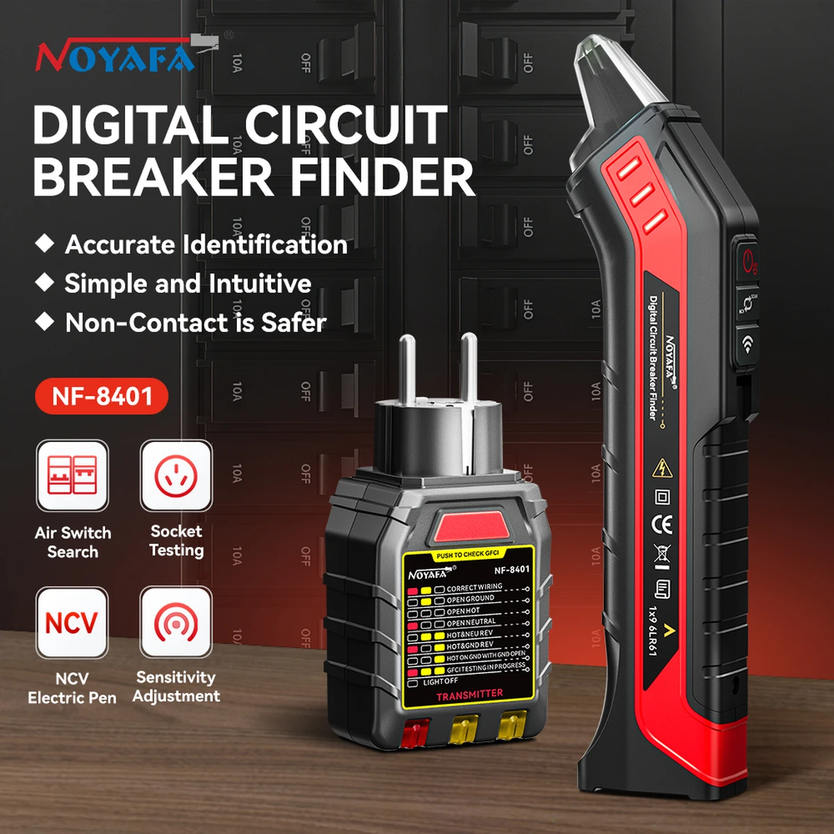 NOYAFA NF-8401 Automatic Fuse Finder 220V Circuit Tester Fuse and Socket Tester Electrician's Diagnostic Tool