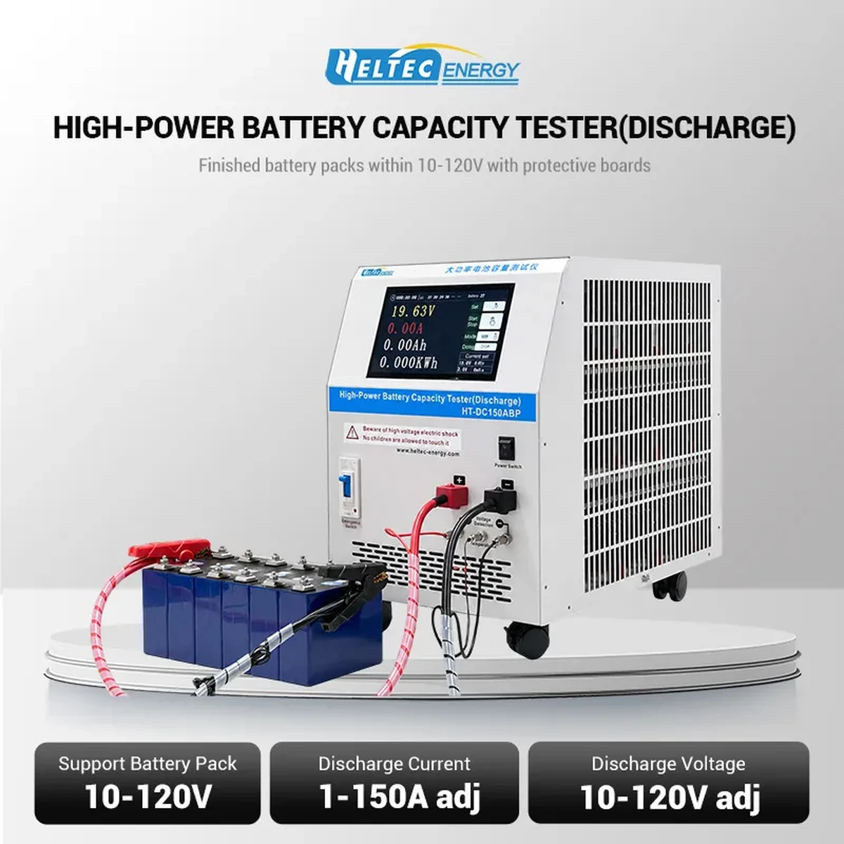 Heltec 10-120V 1-150A High Power Battery Capacity Tester Discharge Load Tester for Li-ion/Lead-acid Battery Packs
