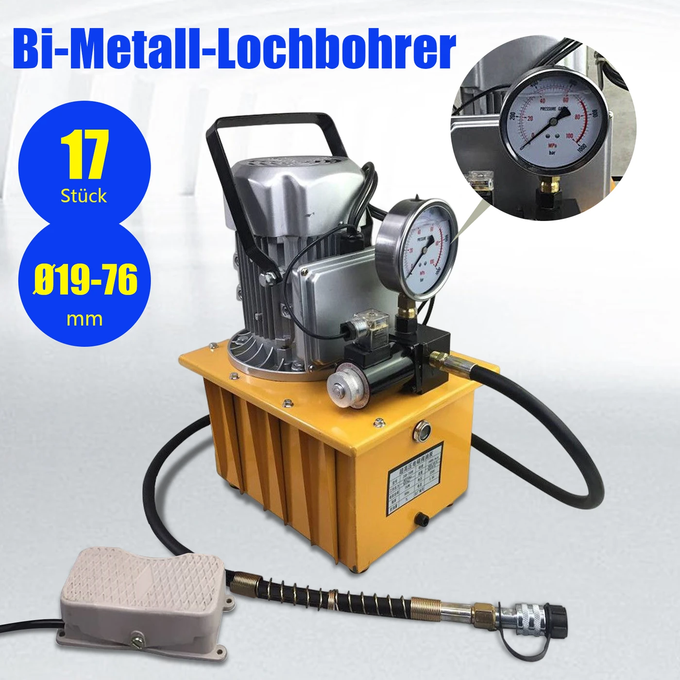 750W electric hydraulic pump machine 2–70 MPa, 10,000 PSI, single-acting with manual valve oil pressure pump, 7-liter tank with pedal