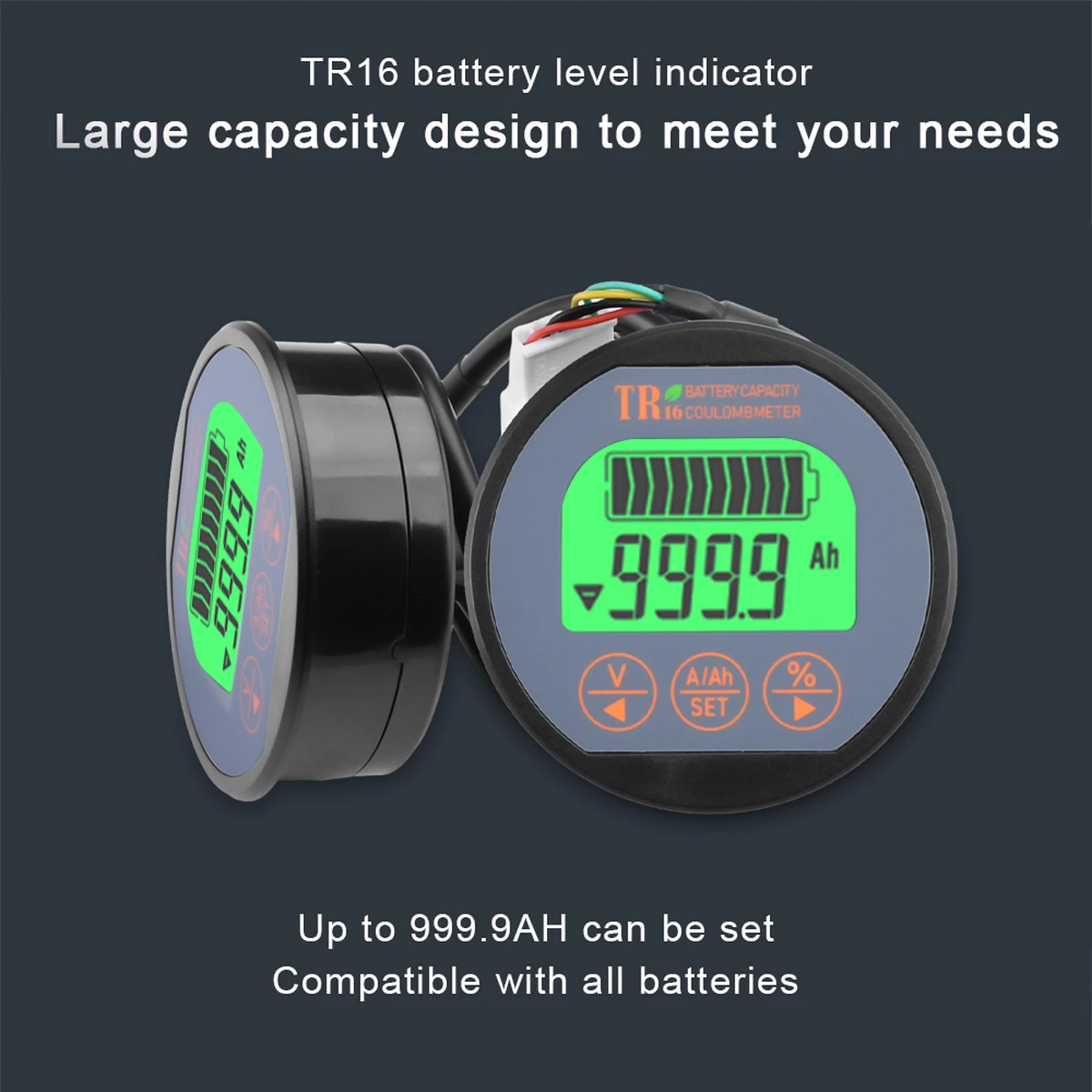 DC 8-80V 50A 100A 350A TR16 Batterietester Coulomb-Zähler Meter Batteriekapazitätsanzeige Amperemeter Voltmeter