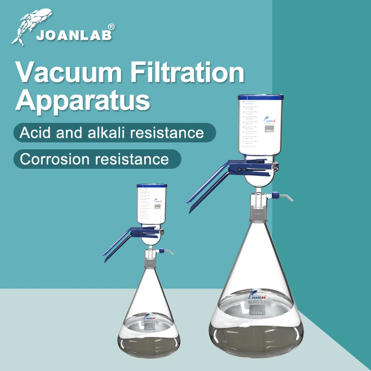 JOANLAB 1000ml Vakuumfiltergerät, Laborausrüstung, Glasfilter, Sandkern, flüssiger Lösungsmittelmembranfilter mit Gummiröhre