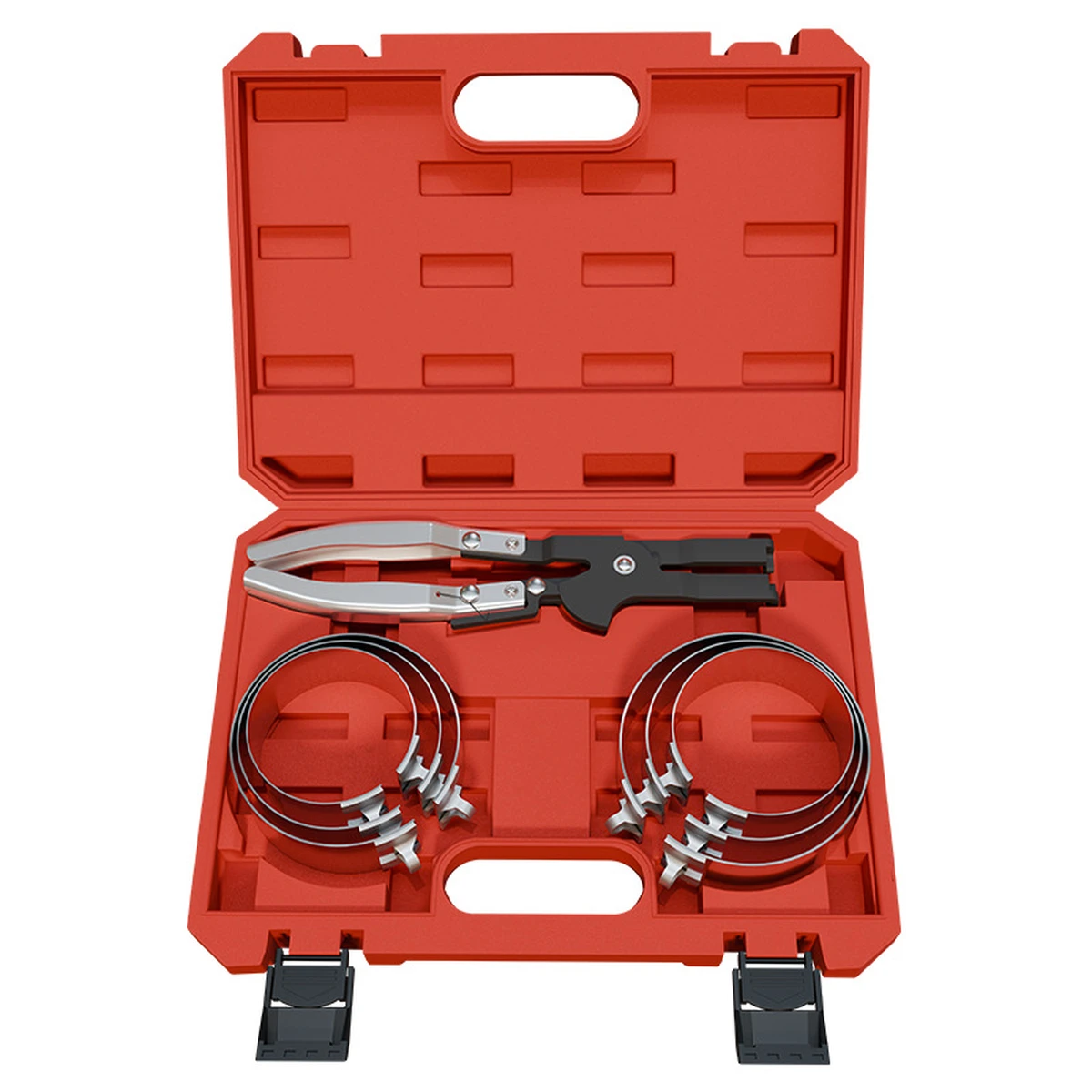 Piston ring pliers, compressor cylinder clamp, universal assembly and disassembly tool for car engines