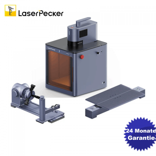 LaserPecker 5/LP5 Deluxe Smart 20W Fiber & Diode Laser Engraver with Rotary Extension, Slide Extension and Protective Enclosure