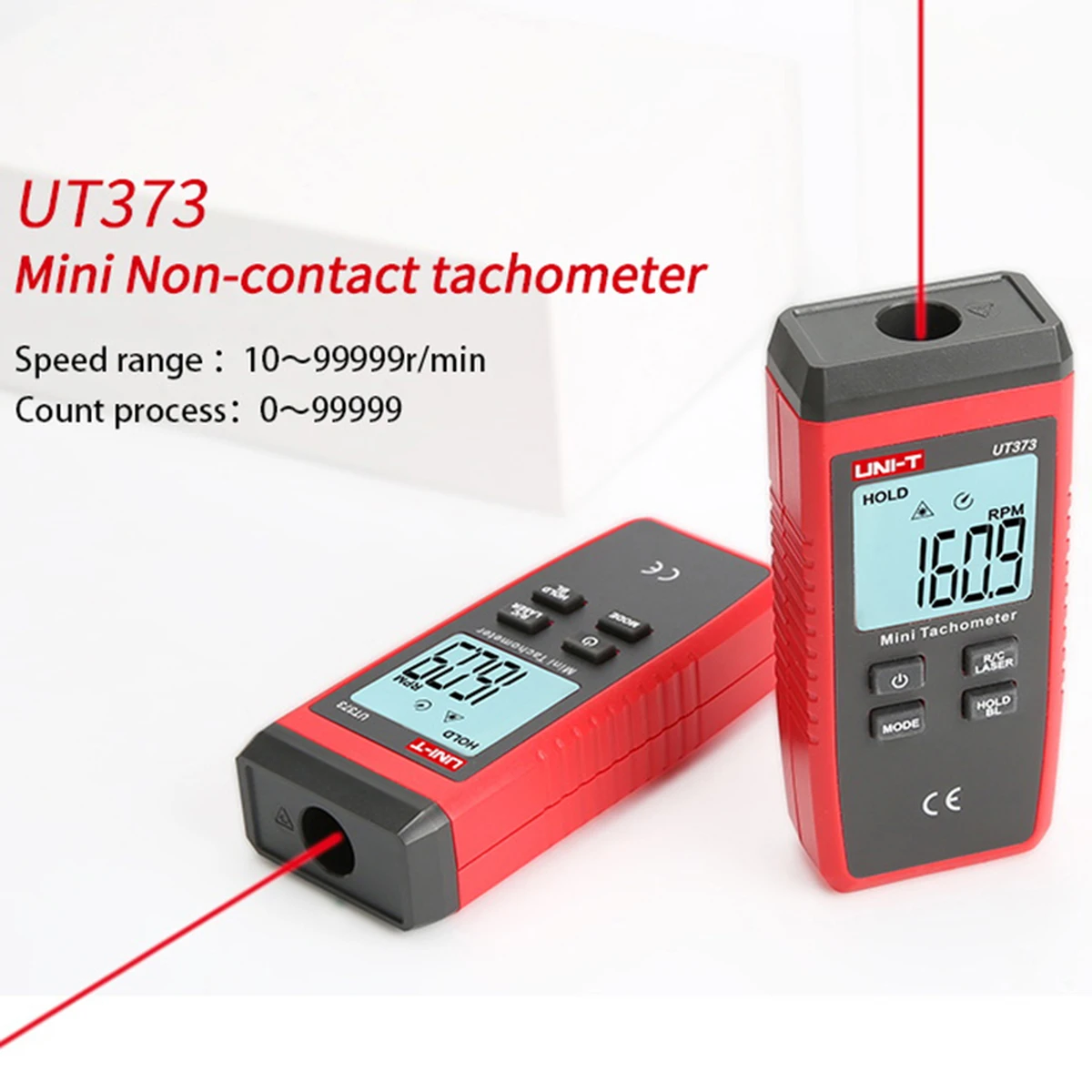 Tachymètre laser numérique miniature UNI-T UT373, tachymètre sans contact, plage de mesure : 10–99 999 tr/min