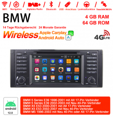 7 pouces Android 13.0 Autoradio / multimédia 4GB RAM 64GB ROM pour BMW série 5 E39 X5 E53 M5 Carplay intégré / Android Auto