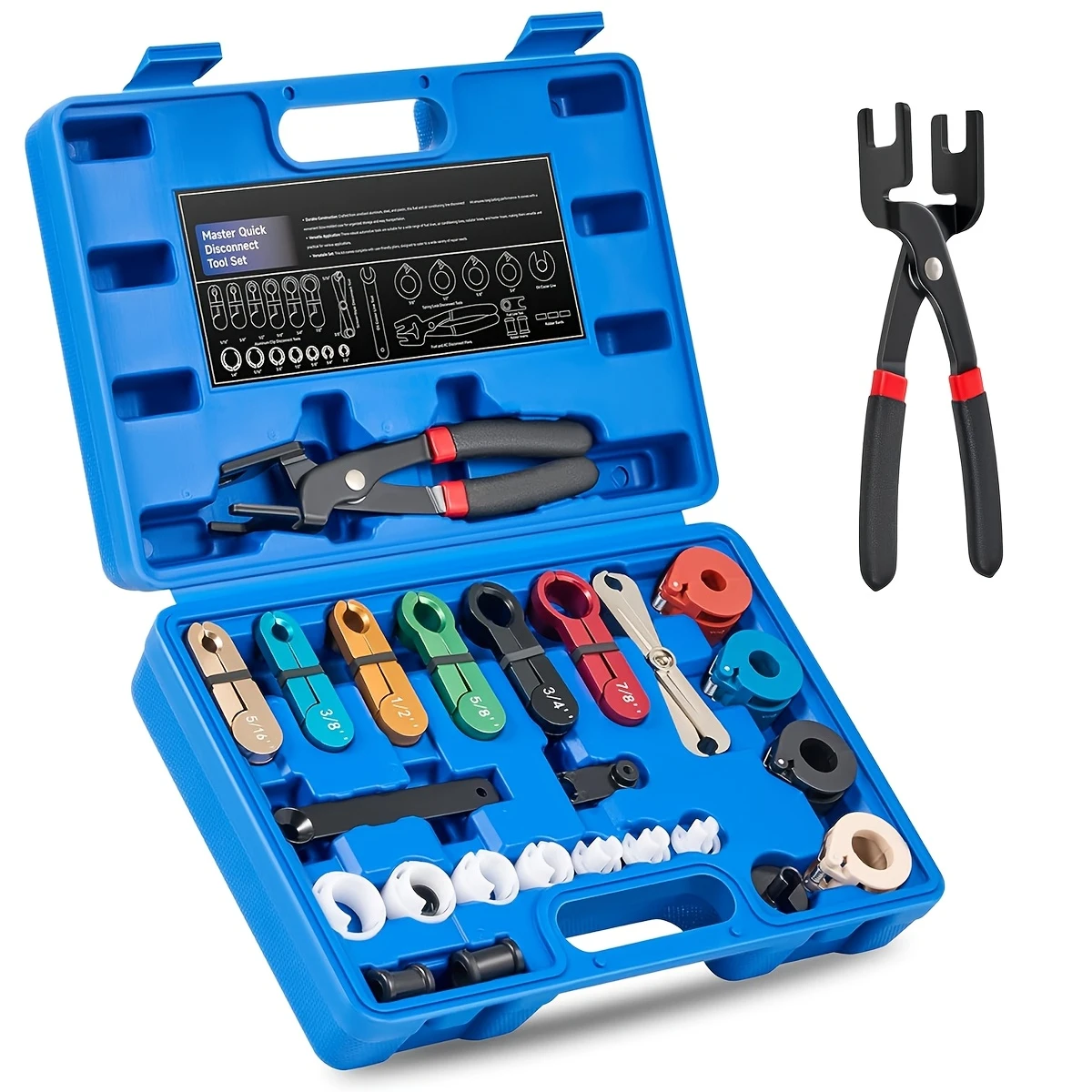 26-piece fuel line cutting tool set with fuel and air conditioning cutting pliers