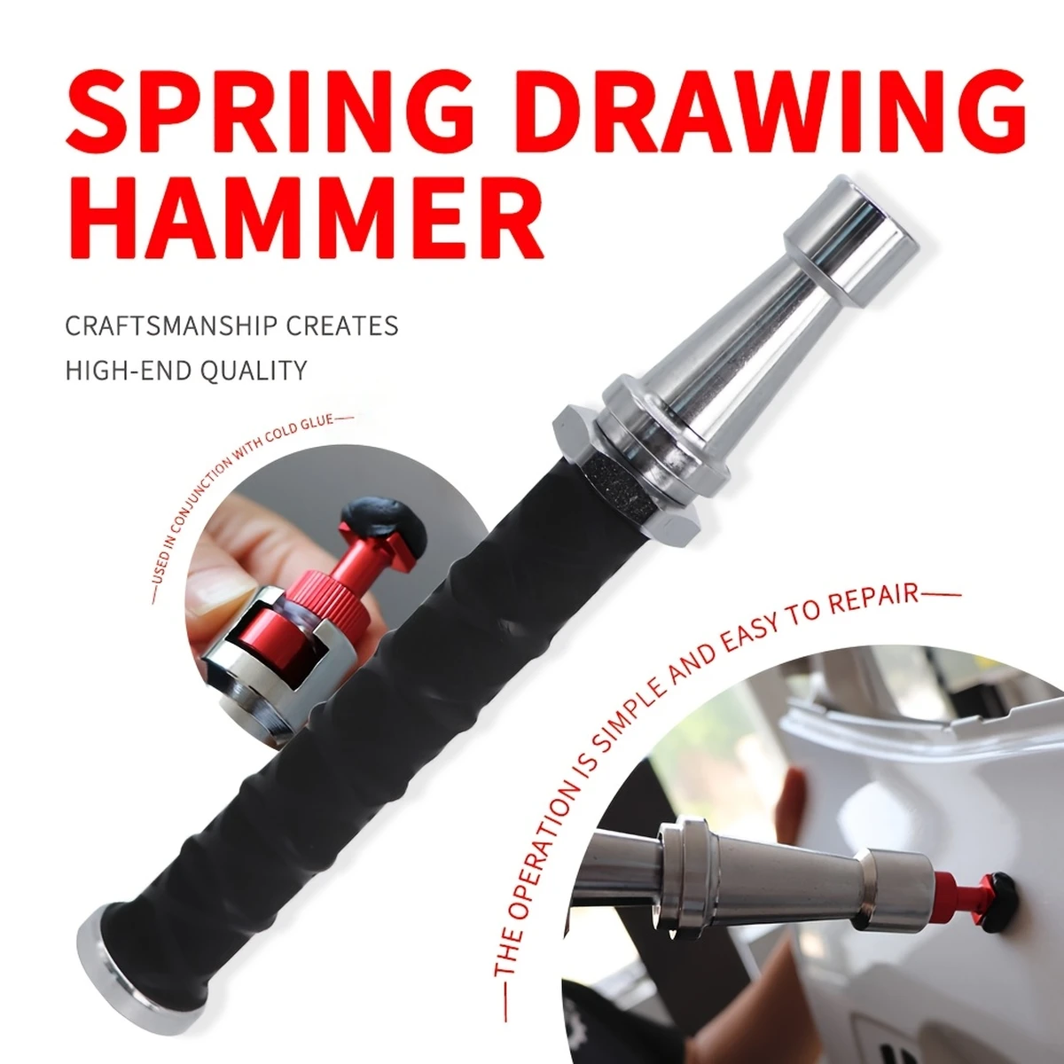 27-38CM Eingebauter Feder-Teleskop-Zughammer für Autobeulenreparatur, Gleithammer