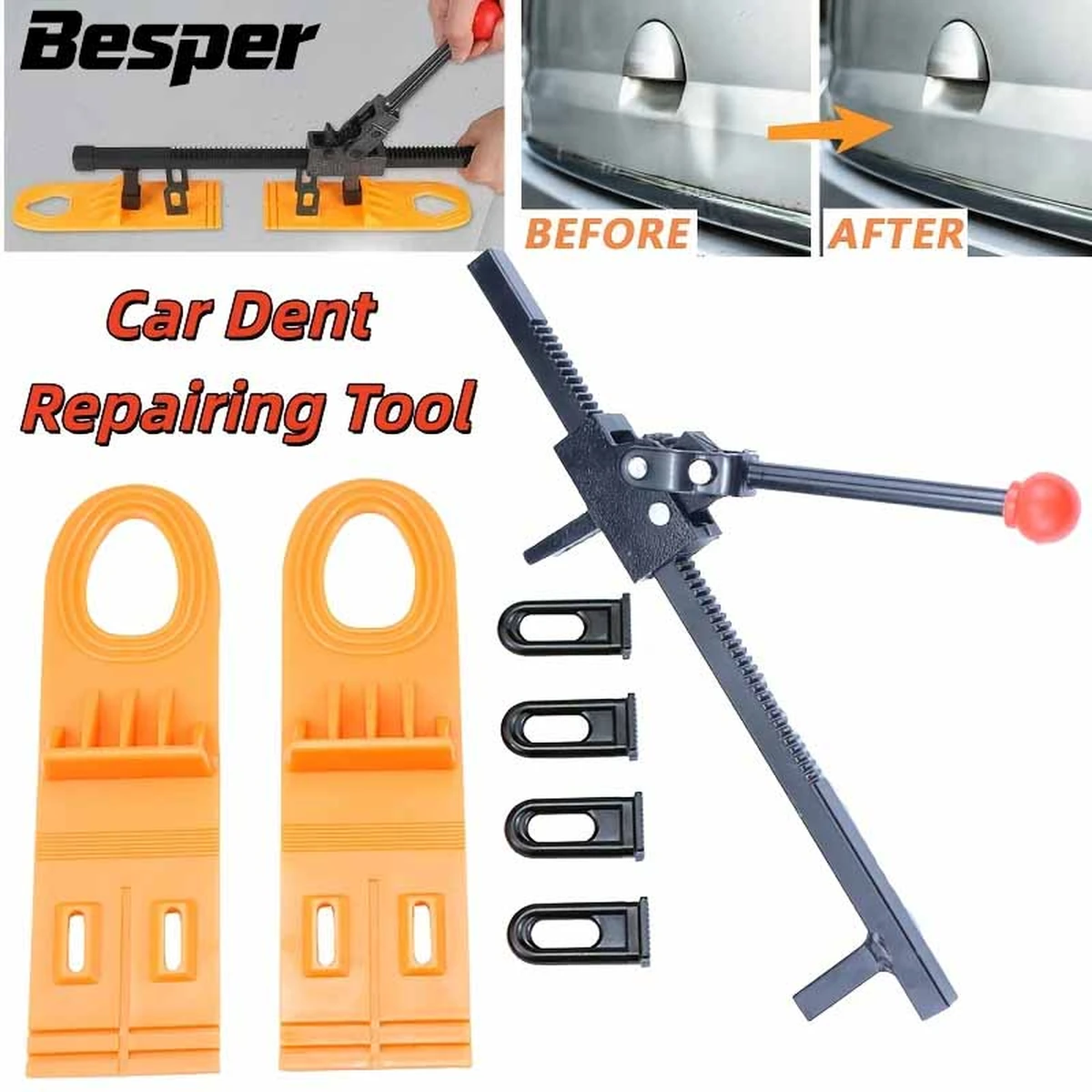 DIY Car Dent Repair Kit – lackfreies Dent Puller-Set mit Saugheber, wiederverwendbaren Klebelaschen und manuellem Expander für die Karosserie