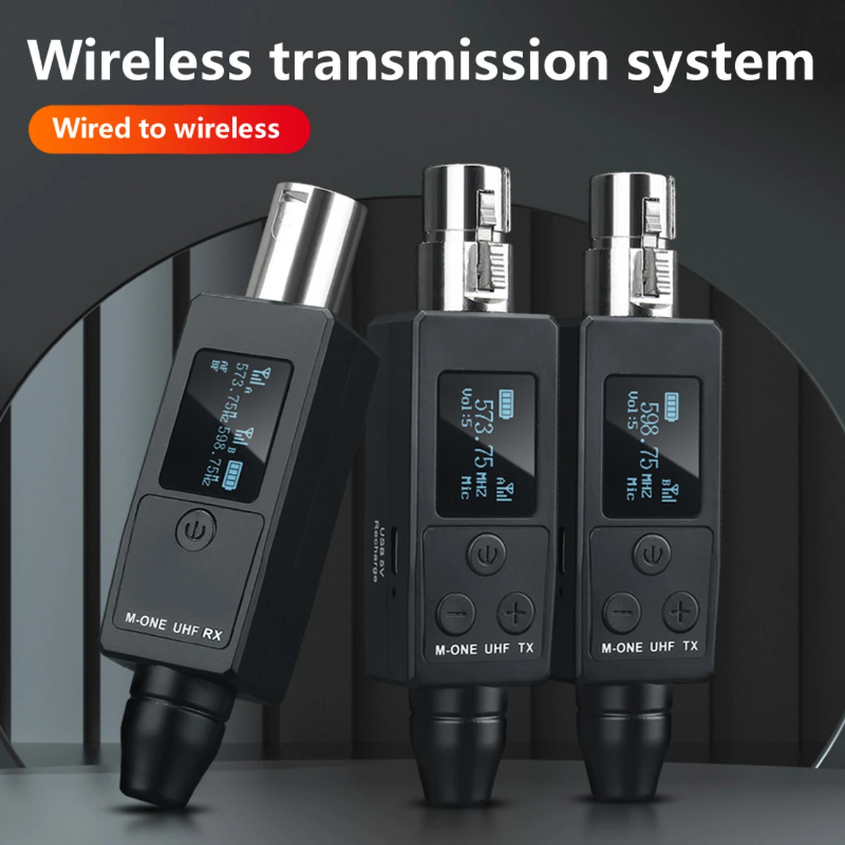 2-Kanal-UHF-Funkmikrofon-Konverter, XLR-Akku, Sender und Empfänger, Mikrofon für dynamische Mikrofone