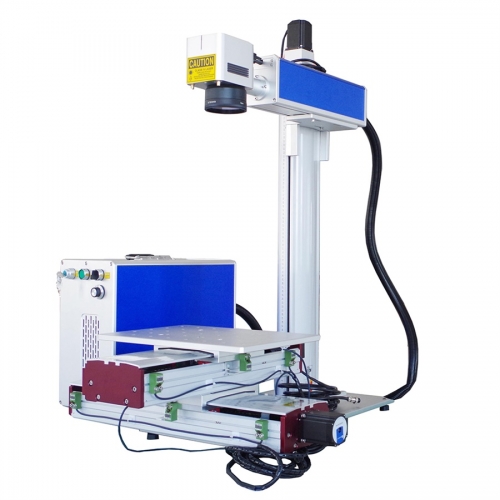 60W Autofokus MOPA Faserlaser-Markiermaschine mit XY-Arbeitstisch