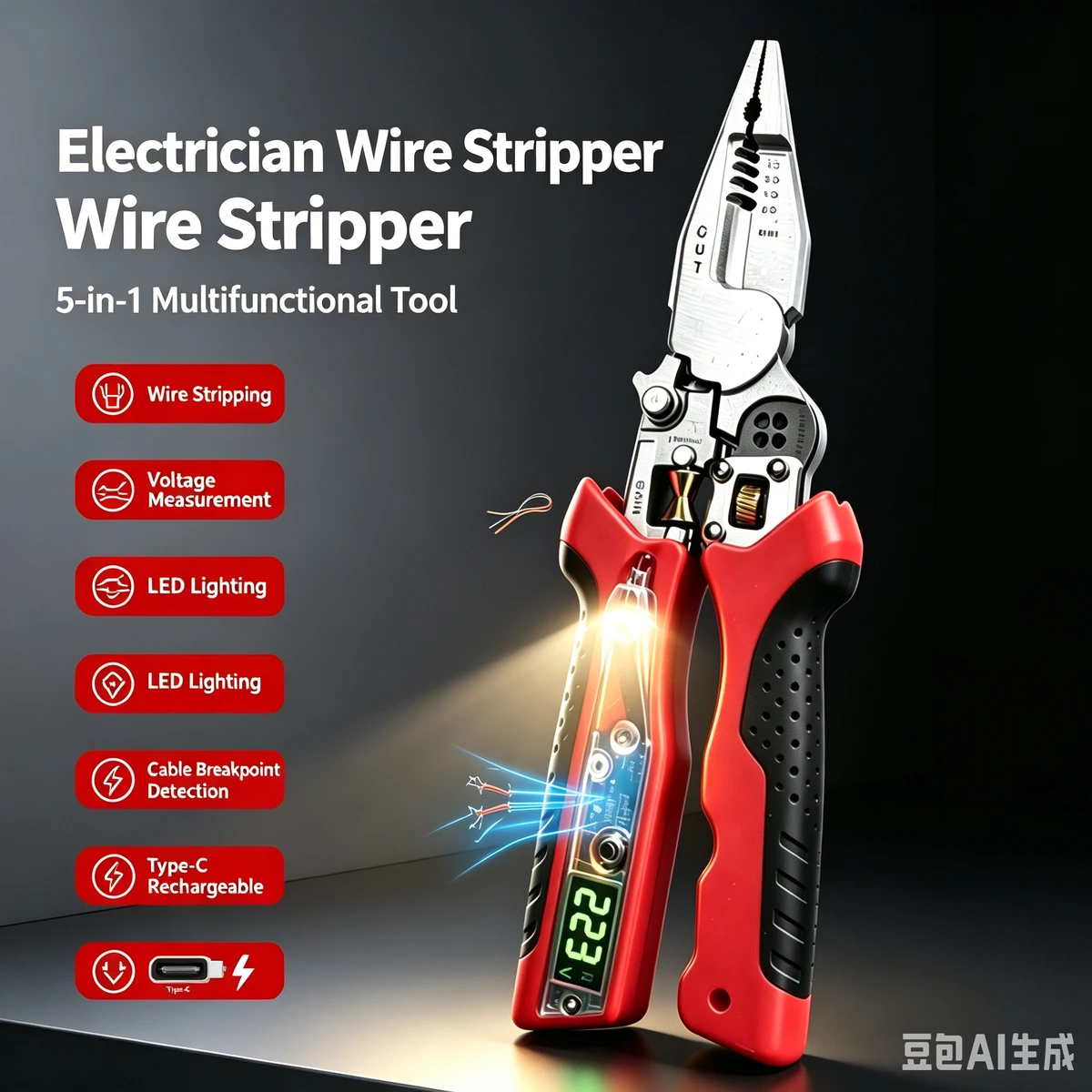 New adjustable wire stripper with USB charging and precise voltage detection