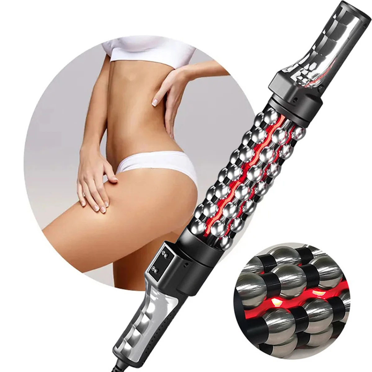 Rouleau de massage chauffant à lumière rouge, appareil de massage corporel rotatif électrique pour la perte de poids et la relaxation musculaire