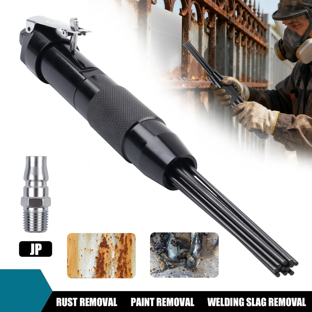 12-pin alloy rust-removal needle, suitable for removing rust from surfaces and weld slag.