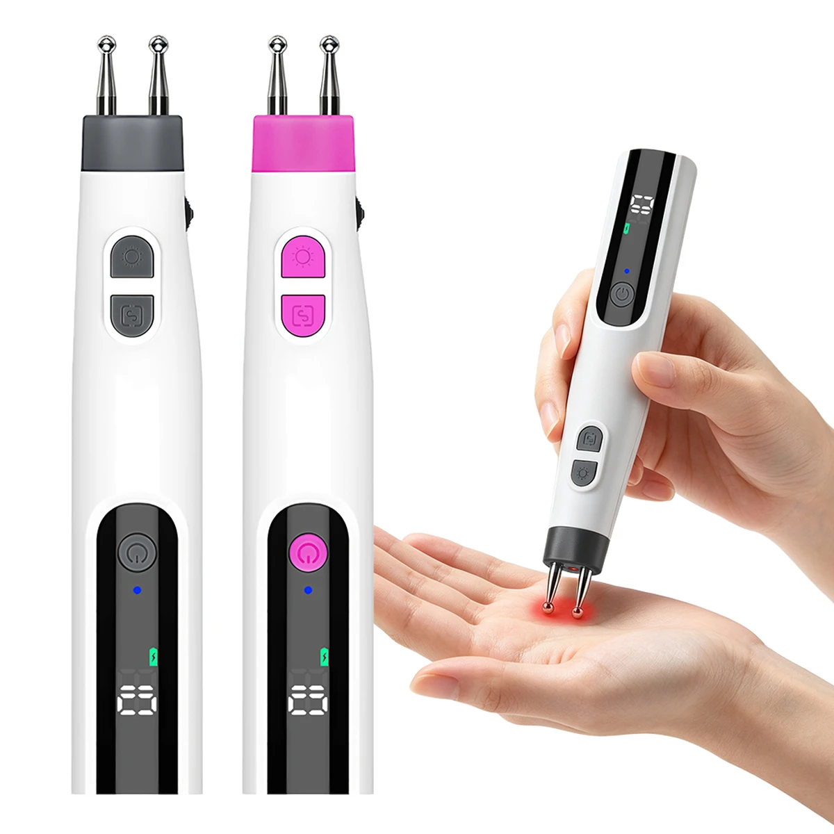 Multifunctional Electric Dual-Head Massage Pen, Smart Meridian Pen, Type-C Fast Charging, 10-Level Adjustment