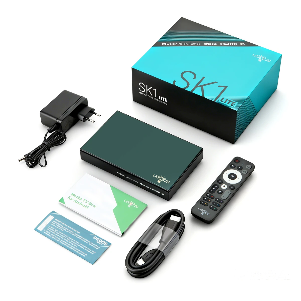 UGOOS SK1 Lite 8K Ultra HD TV-Box Amlogic S928X-K Android 14 4GB 64GB WiFi6 BT5.2 1000M HDMI Widevine L1 DTS Unterstützung Dolby Vision Atmos