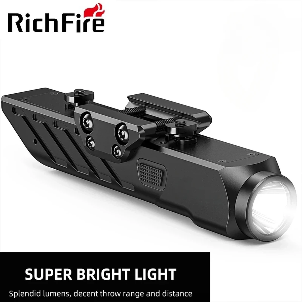 Richfire Tactical Rifle Flashlight, 1700 Lumens, with Strobe Mode, compatible with M-LOK and Picatinny rails