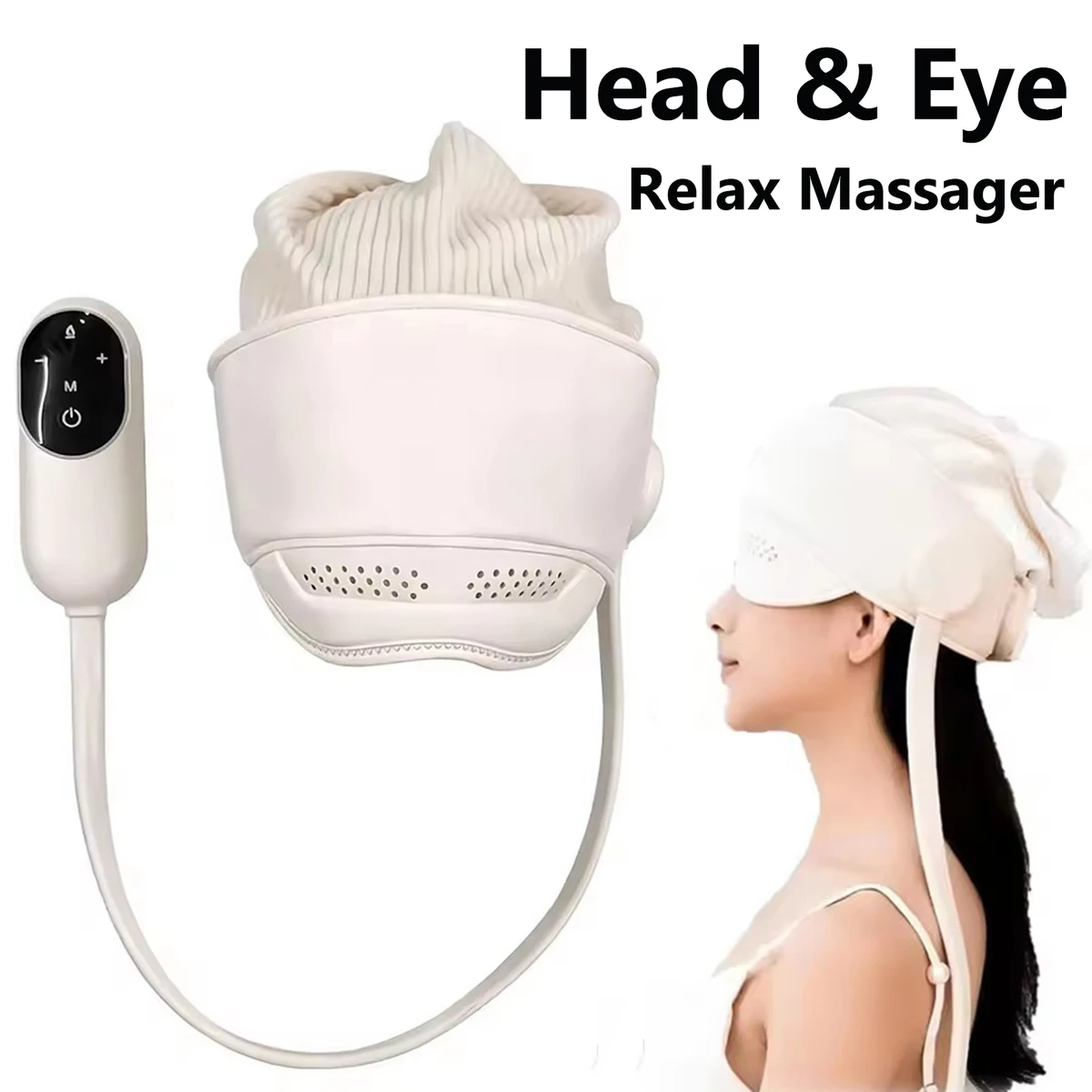 Appareil de massage crânien, pression d'air, massage électrique de la tête et des yeux, chauffage au graphène, compresse chaude pour les yeux