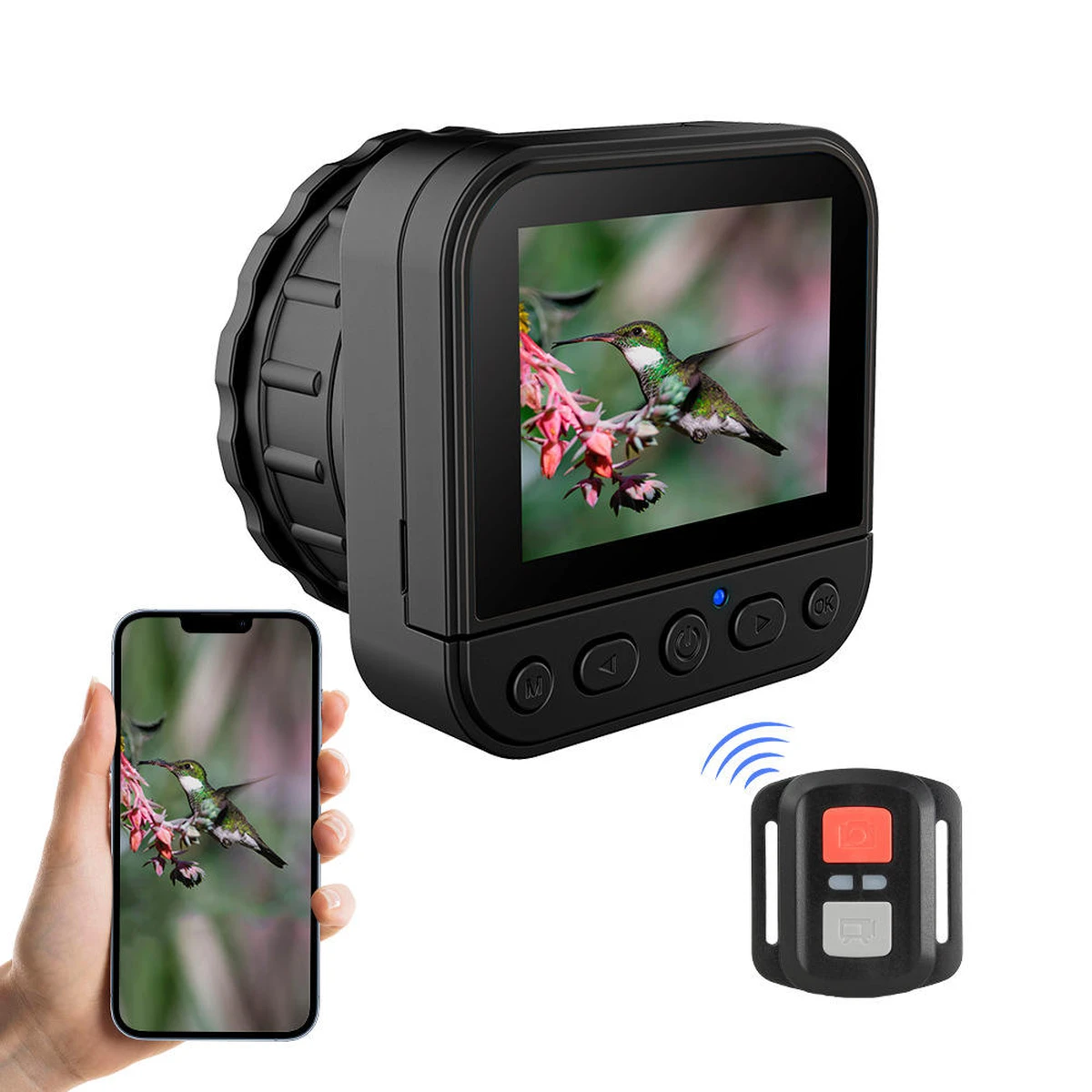 Caméra oculaire 64 MP 4K HD pour l'observation des oiseaux, télescope astronomique avec caméra vidéo, application et Wi-Fi