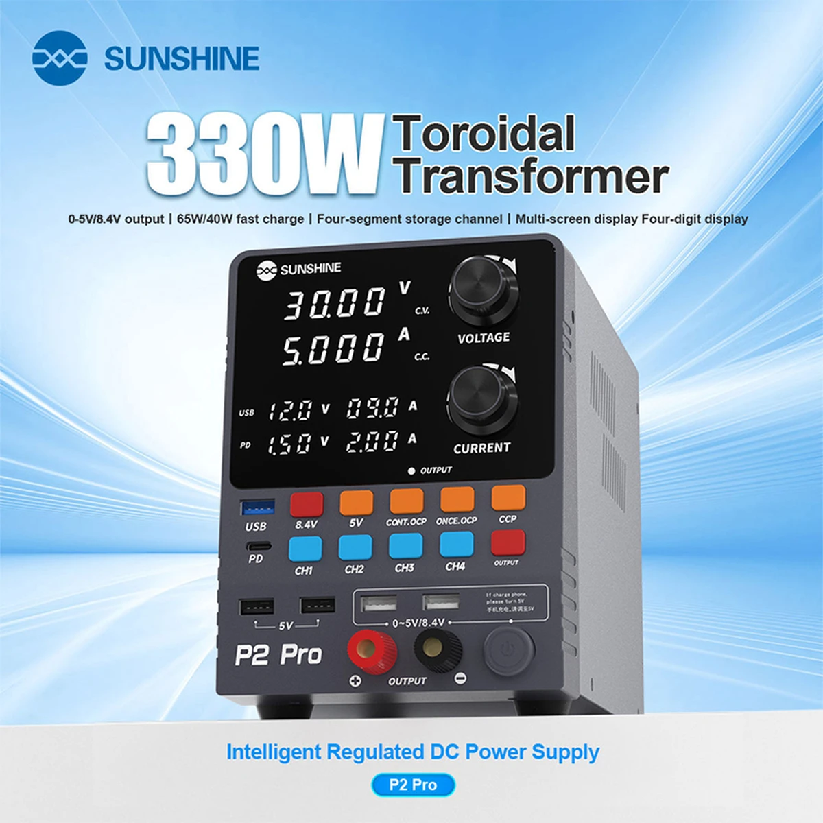 SUNSHINE P2 Pro 330W Intelligentes geregeltes Gleichstromnetzteil Ringkerntransformator 30V/5A Ausgang Reparaturwerkzeuge