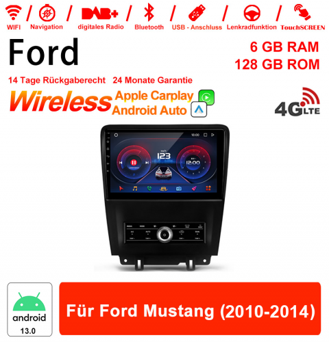 10 Zoll Android 13.0 4G LTE Autoradio 6GB RAM 128GB ROM Für Ford Mustang (2010-2014) Built-in Carplay / Android Auto