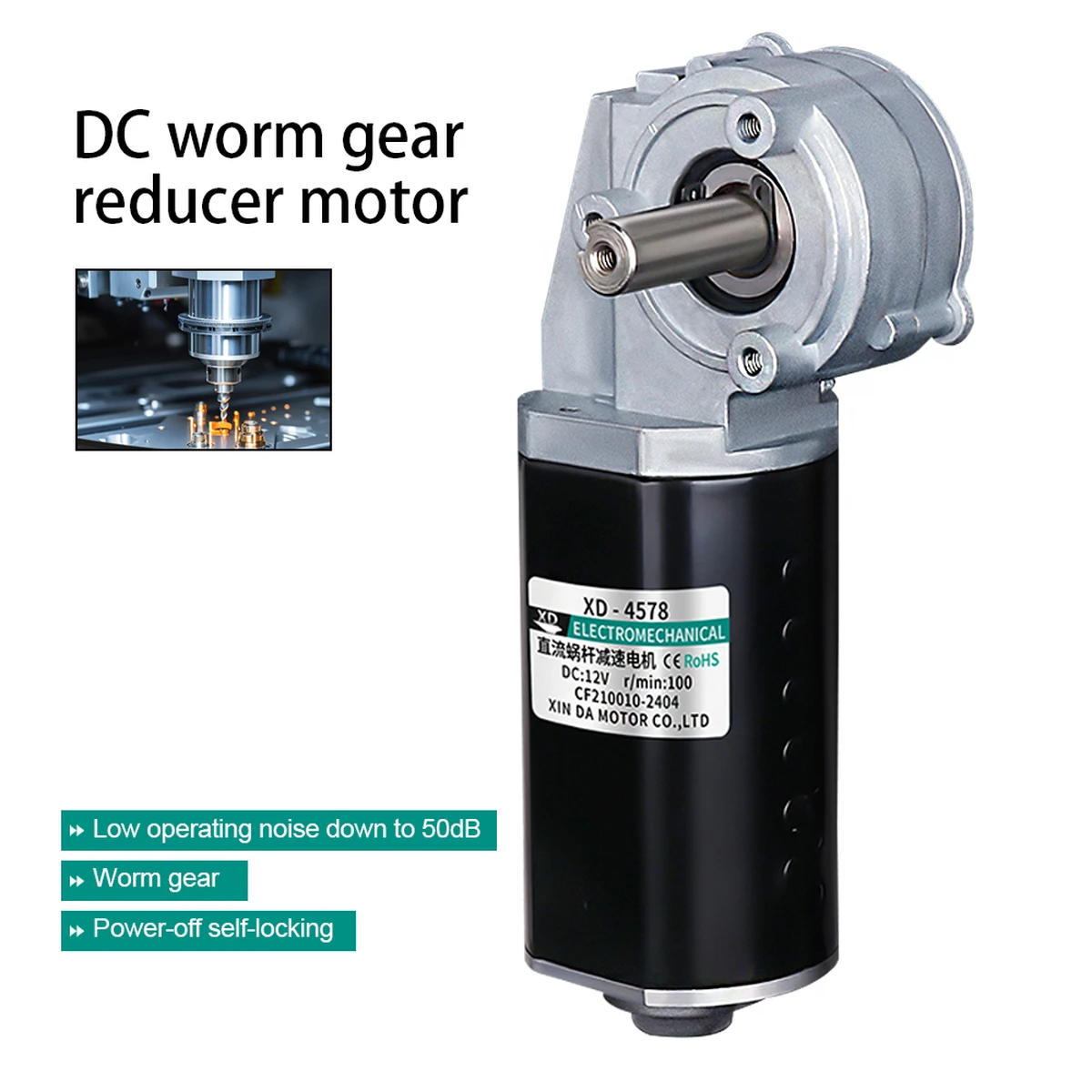 12V DC-Schneckengetriebemotor, reversierbar, hohes Drehmoment, niedrige Drehzahl, selbsthemmend bei Stromausfall