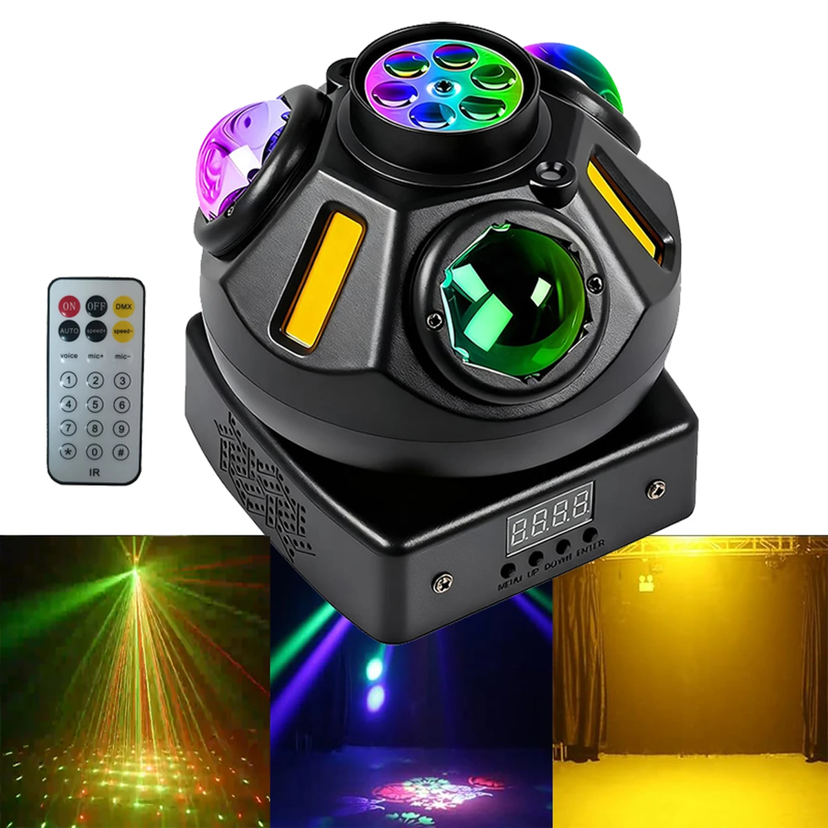 Disco RGBW LED Beam Pattern Effect Moving Head Light, DJ Laser Lights, Wonderful Stage Lighting